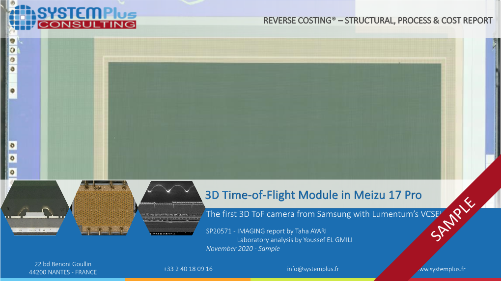 3D Time-Of-Flight Module in Meizu 17 Pro the First 3D Tof Camera from Samsung with Lumentum’S VCSEL