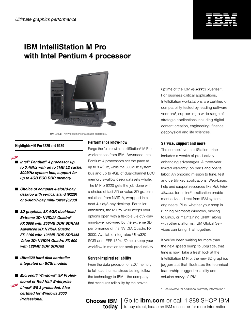 IBM Intellistation M Pro with Intel Pentium 4 Processor