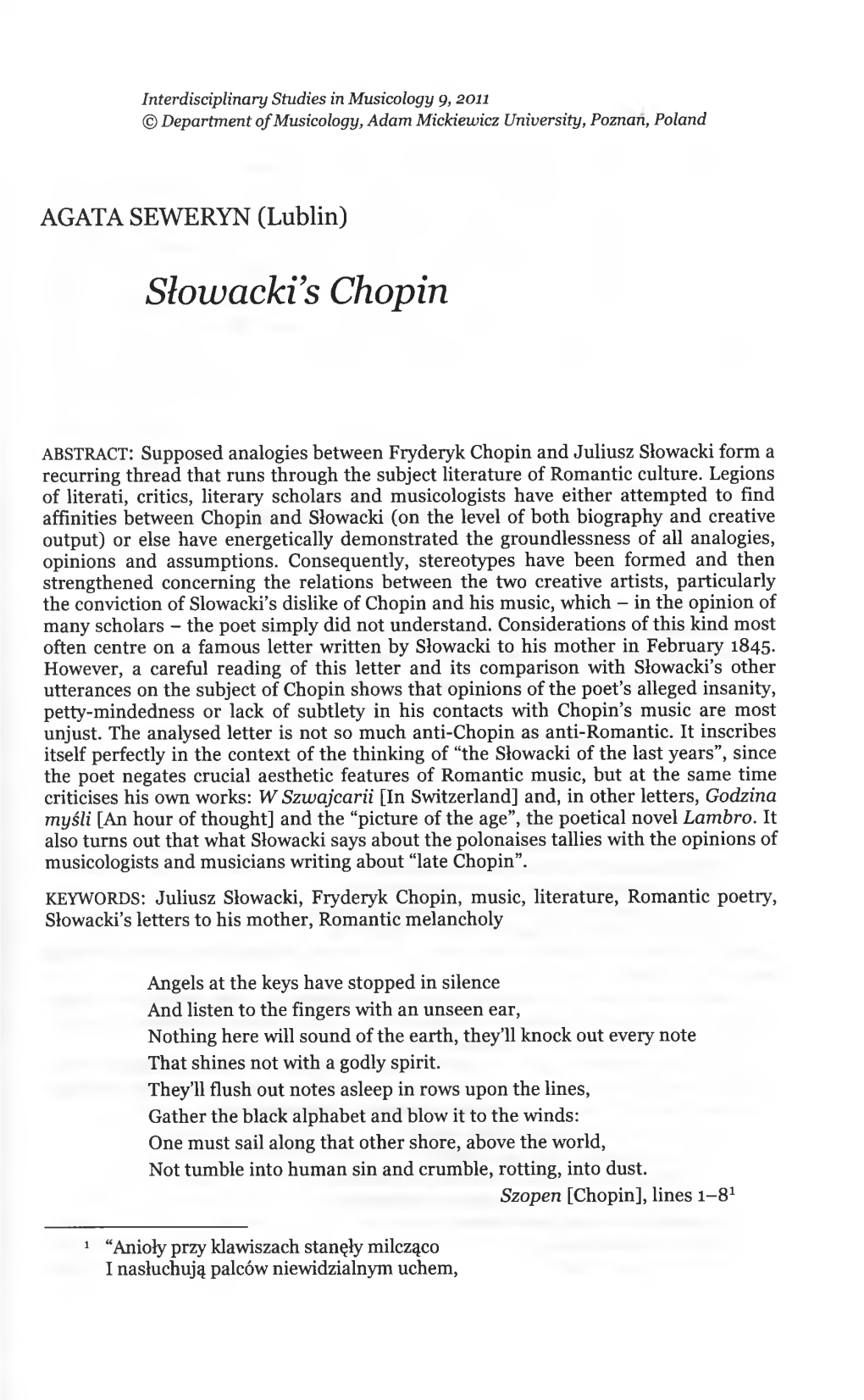 Slowacki's Chopin