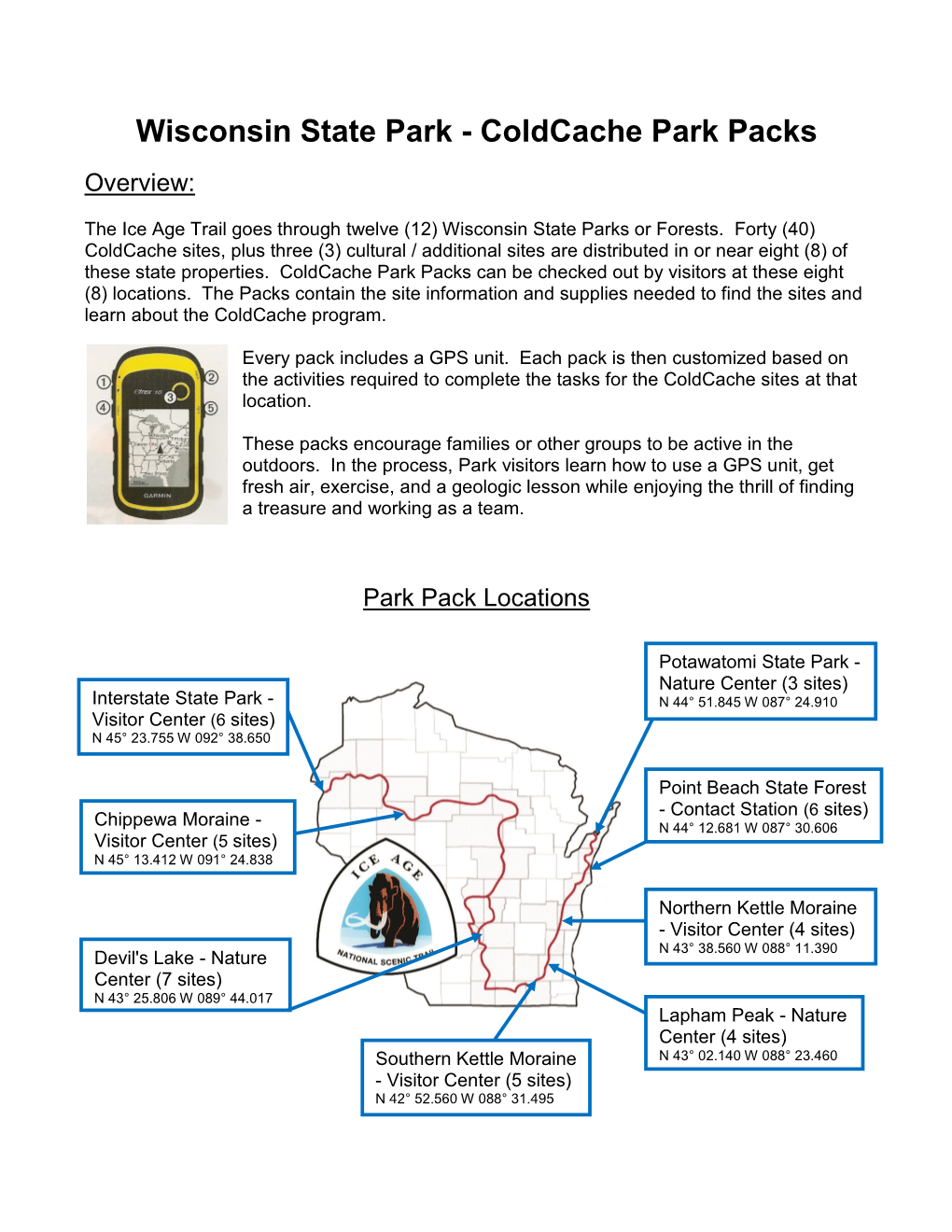 Wisconsin State Park - Coldcache Park Packs