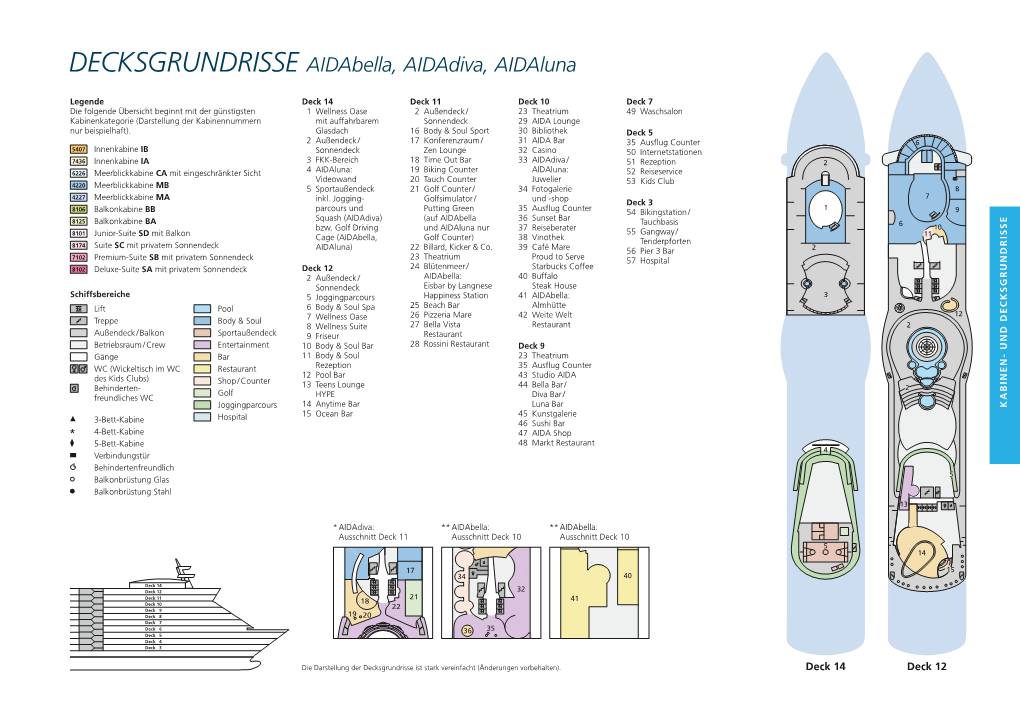 DECKSGRUNDRISSE Aidabella, Aidadiva, Aidaluna