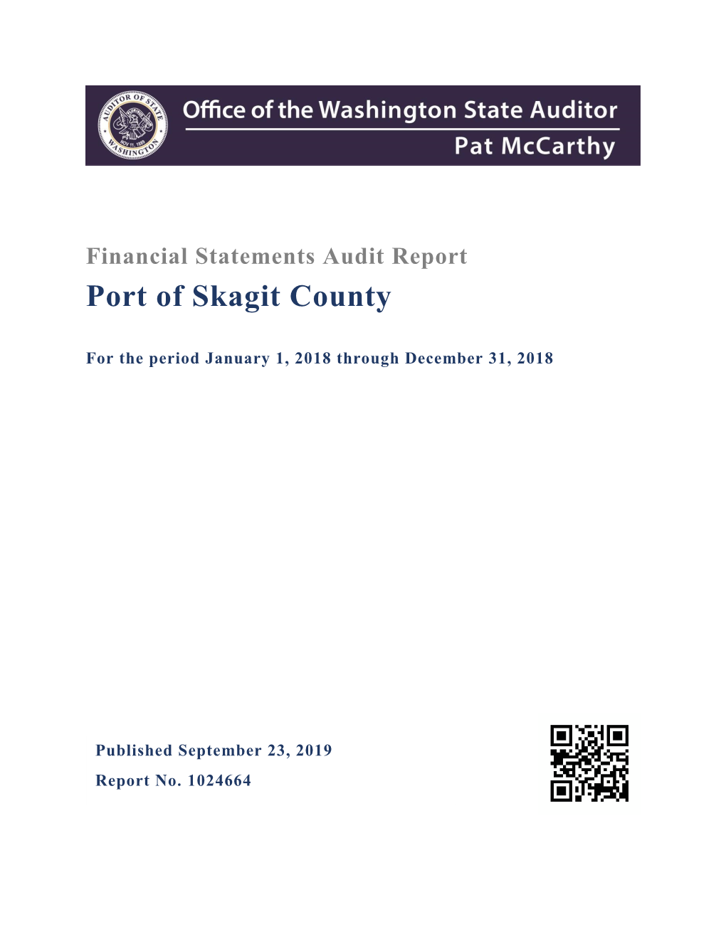 Financial Statements Audit Report Port of Skagit County