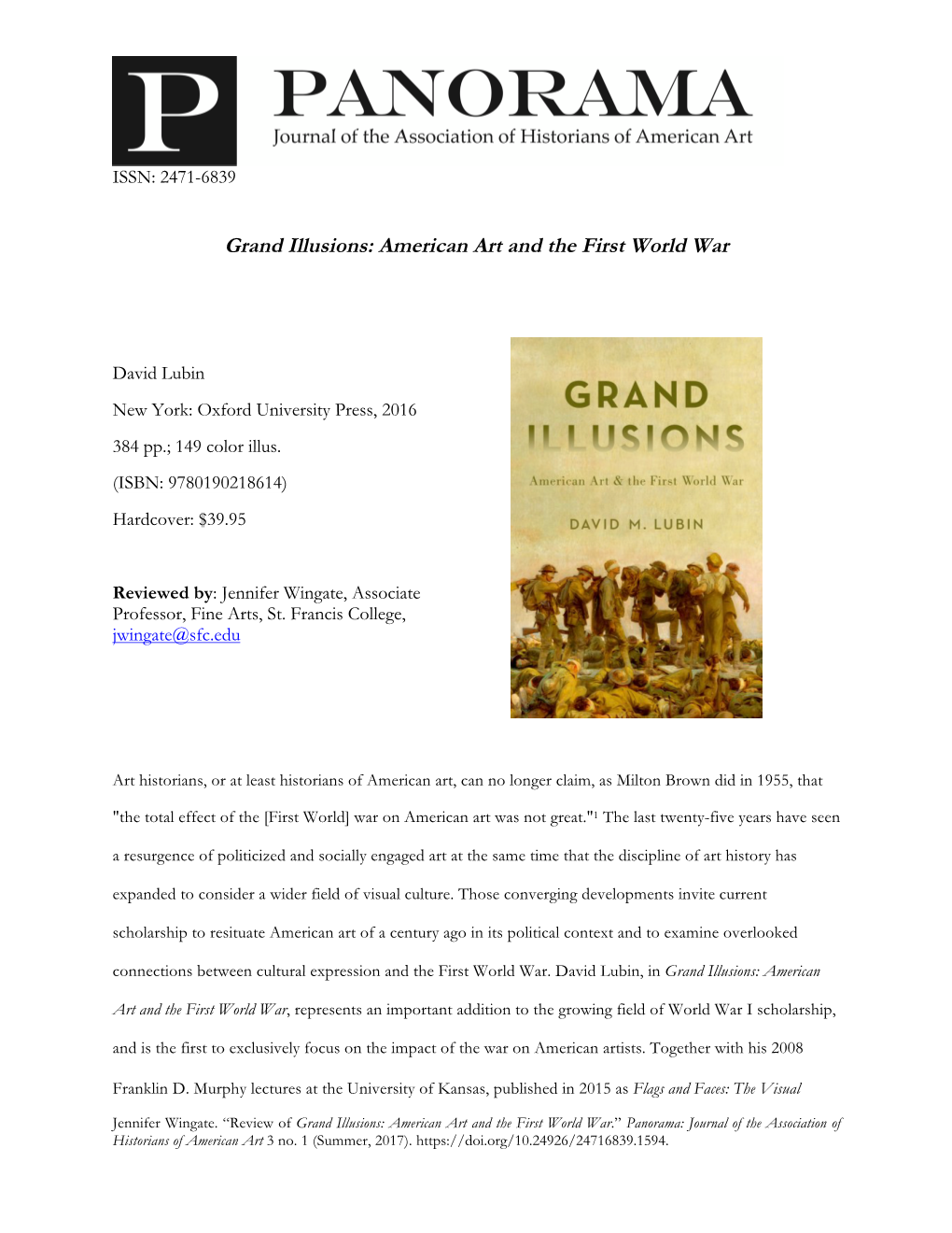 Grand Illusions: American Art and the First World War