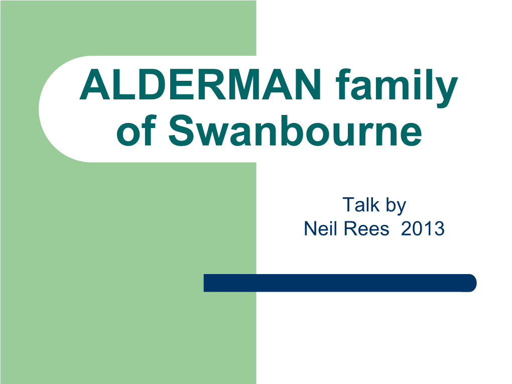 ALDERMAN Family of Swanbourne