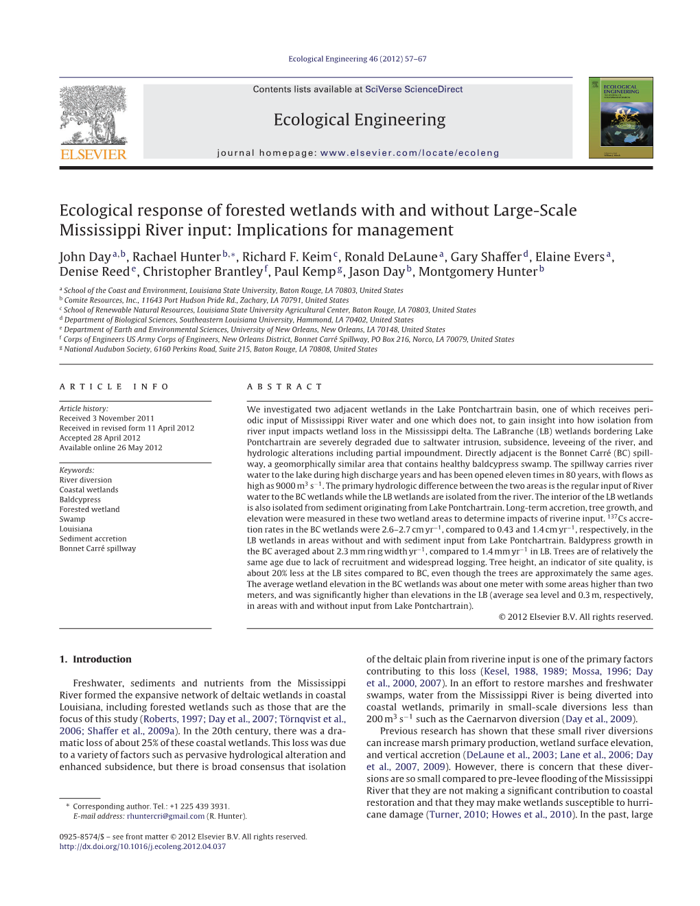 Ecological Response of Forested Wetlands with and Without Large-Scale