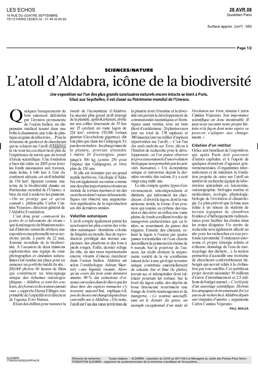 L'atoll D'aldabra, Icône De La Biodiversité Une Exposition Sur L'un Des Plus Grands Sanctuaires Naturels Encore Intacts Se Tient À Paris