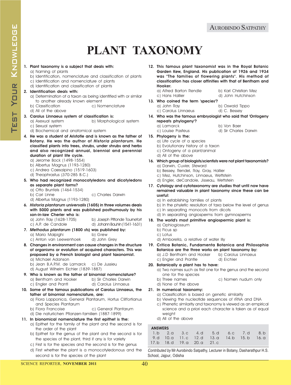 Plant Taxonomy