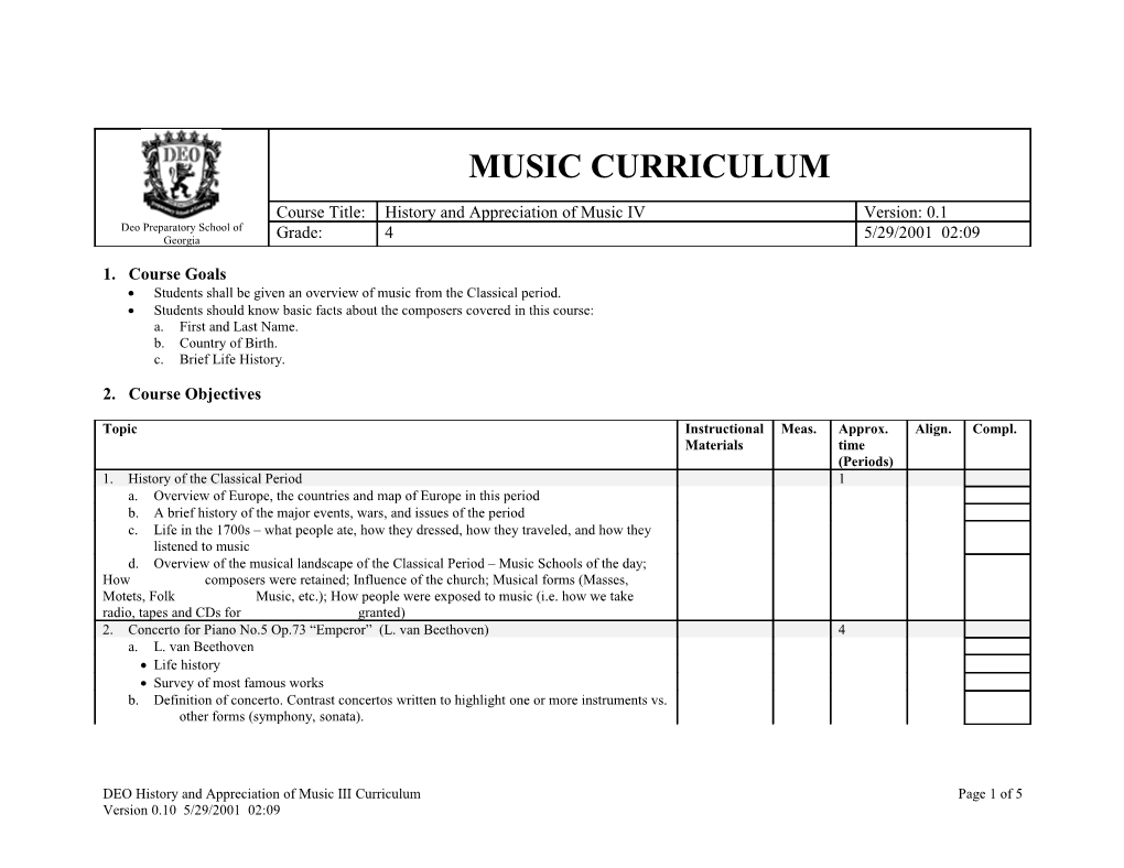 History and Appreciation of Music IV