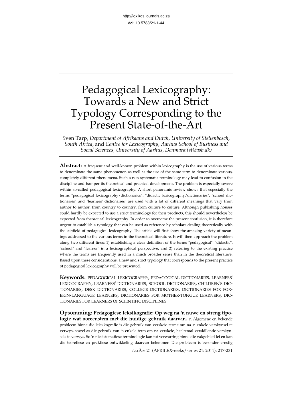 Pedagogical Lexicography