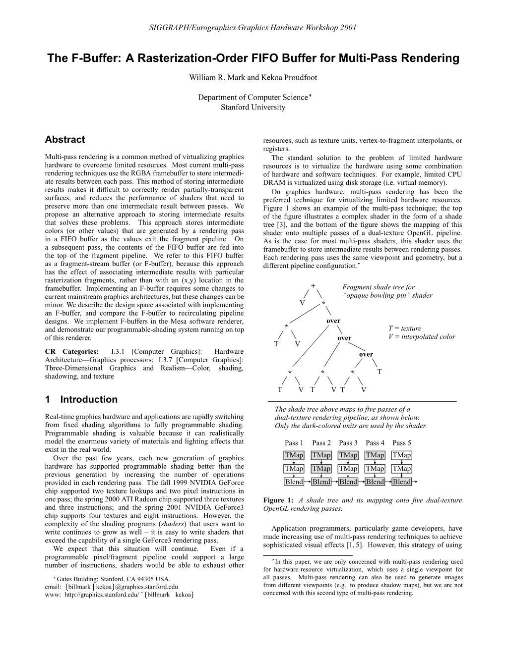 A Rasterization-Order FIFO Buffer for Multi-Pass Rendering