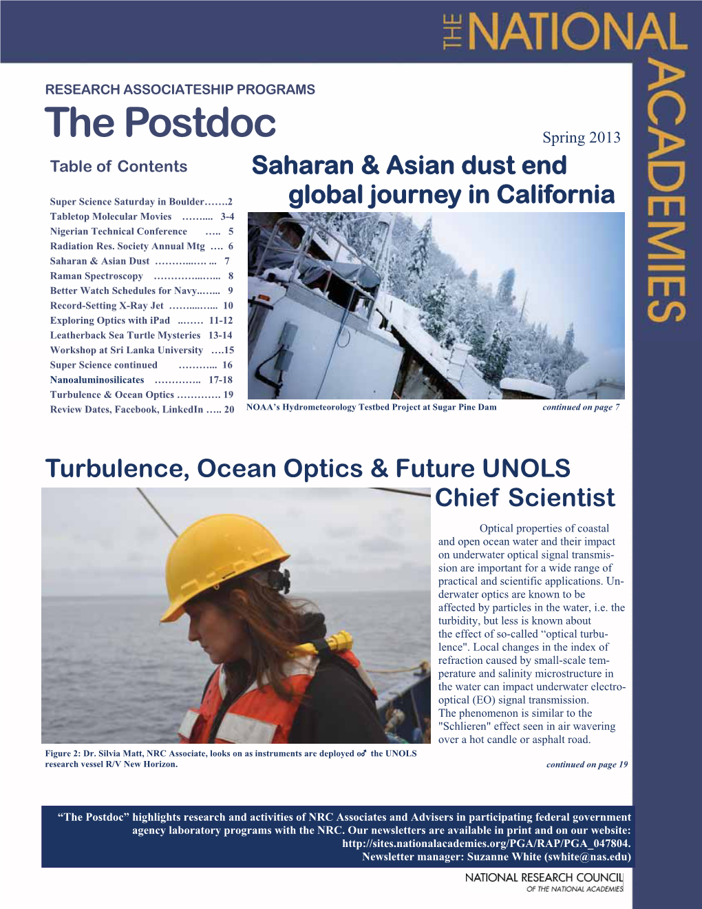 The Postdoc Spring 2013 Table of Contents Saharan & Asian Dust End