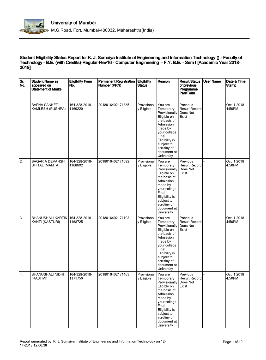 Prn : Fe 2018-19