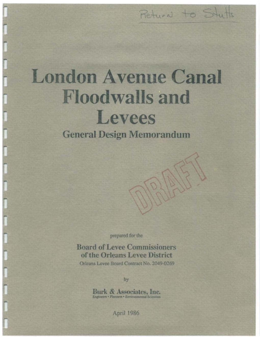 London Avenue Canal Floodwalls General Design Memorandum