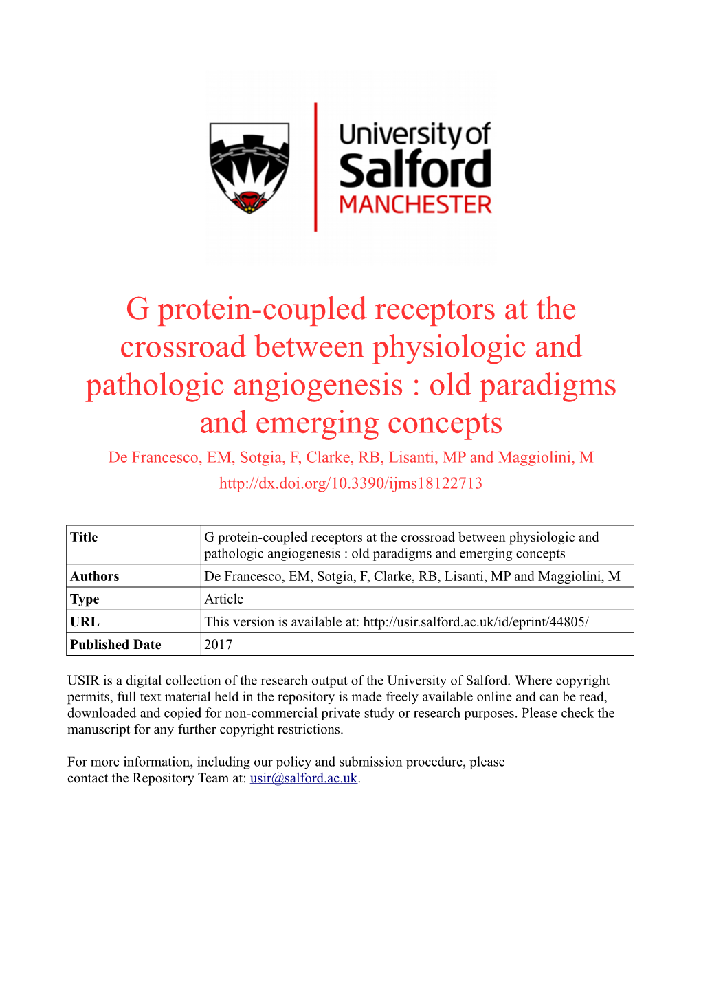 G Protein-Coupled Receptors at the Crossroad Between Physiologic