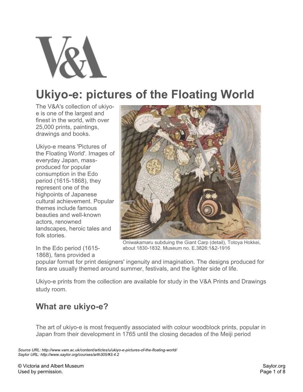 Ukiyo-E: Pictures of the Floating World