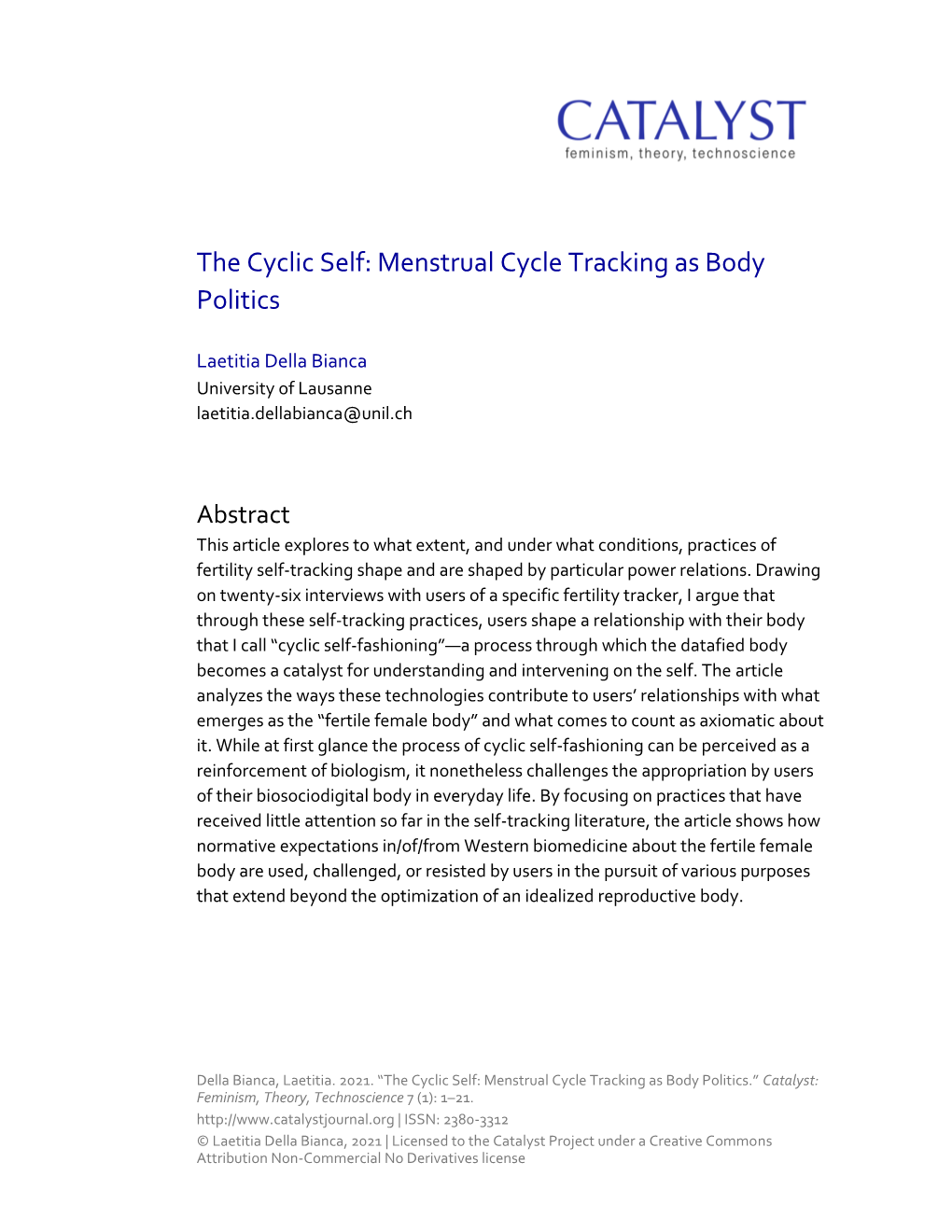 Menstrual Cycle Tracking As Body Politics