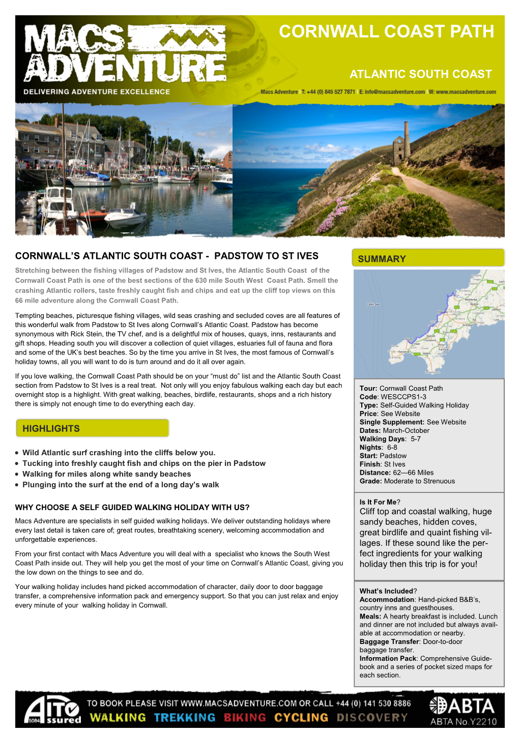 Cornwall Coast Path Walk Brochure