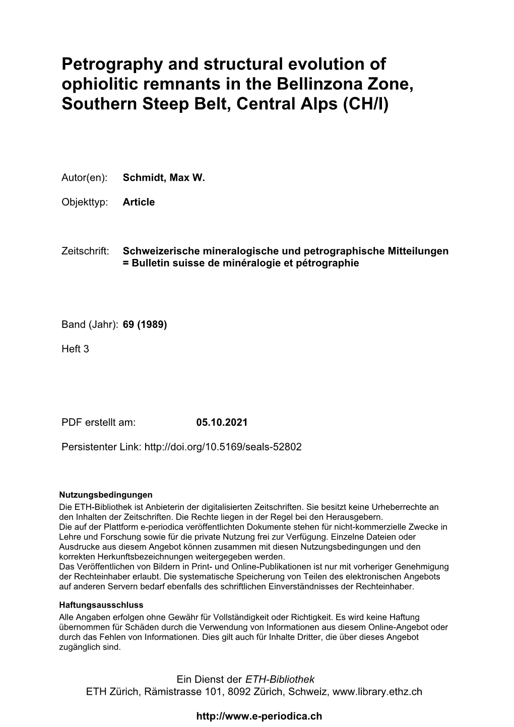 Petrography and Structural Evolution of Ophiolitic Remnants in the Bellinzona Zone, Southern Steep Belt, Central Alps (CH/I)