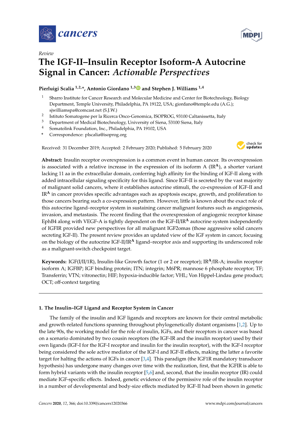 The IGF-II–Insulin Receptor Isoform-A Autocrine Signal in Cancer: Actionable Perspectives