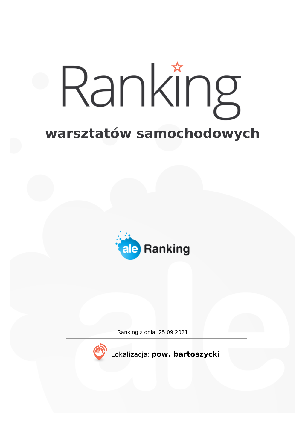 Lista Polecanych Warsztatów Samochodowych • Pow. Bartoszycki • Aleranking