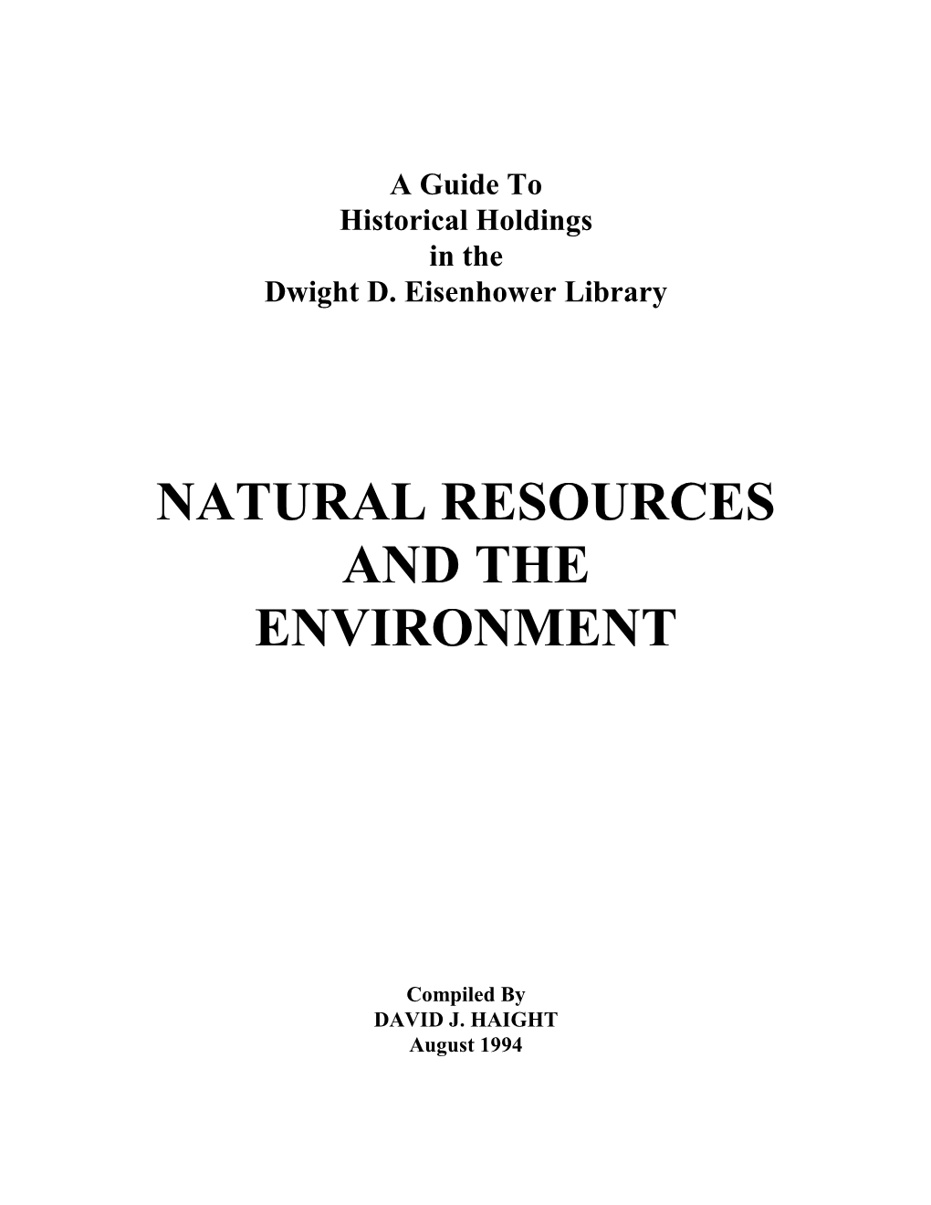 Environment and Natural Resources