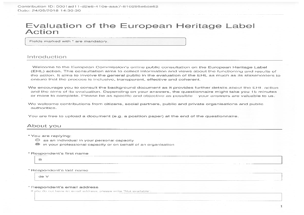 Evaluation of the European Heritage Label Action