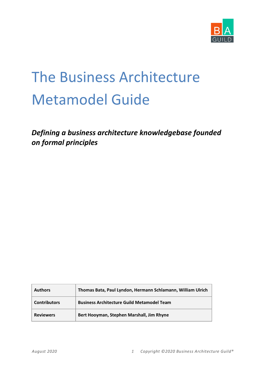 The Business Architecture Metamodel Guide