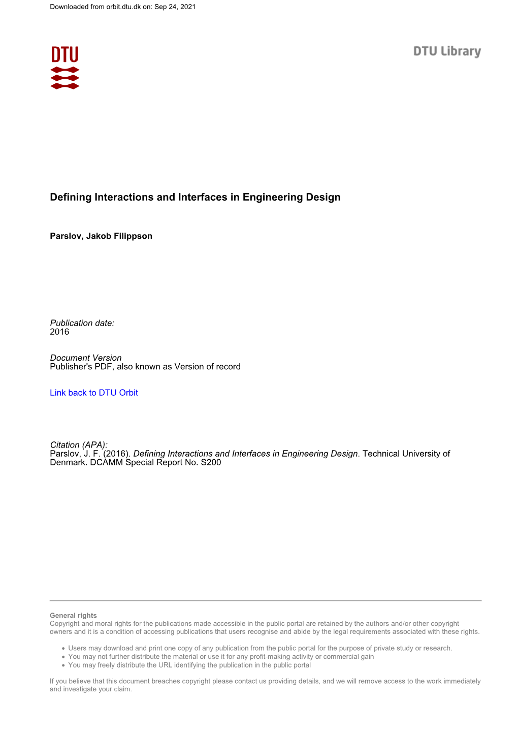Defining Interactions and Interfaces in Engineering Design