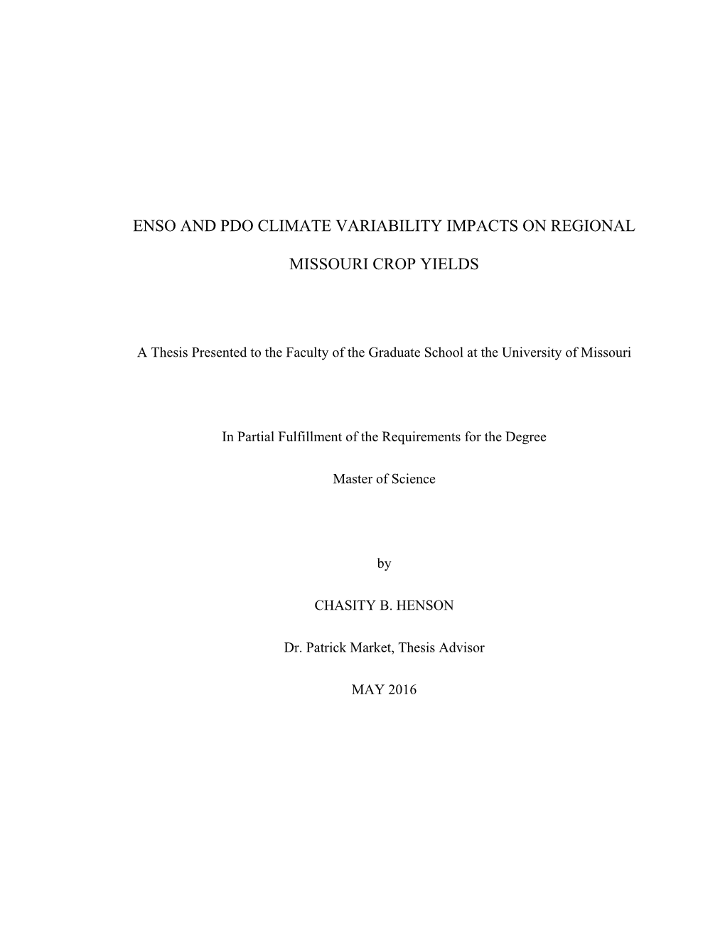 Enso and Pdo Climate Variability Impacts on Regional