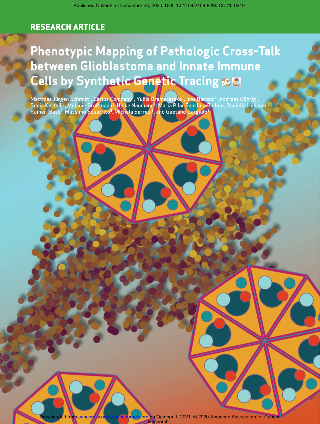 Phenotypic Mapping of Pathologic Cross-Talk Between Glioblastoma and Innate Immune Cells by Synthetic Genetic Tracing