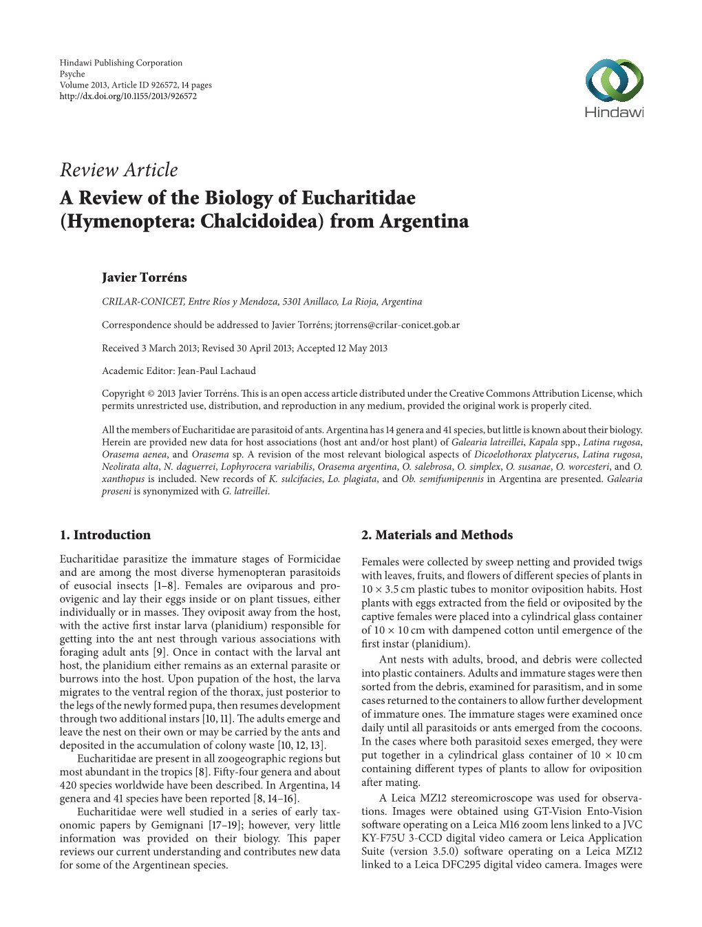 Hymenoptera: Chalcidoidea) from Argentina