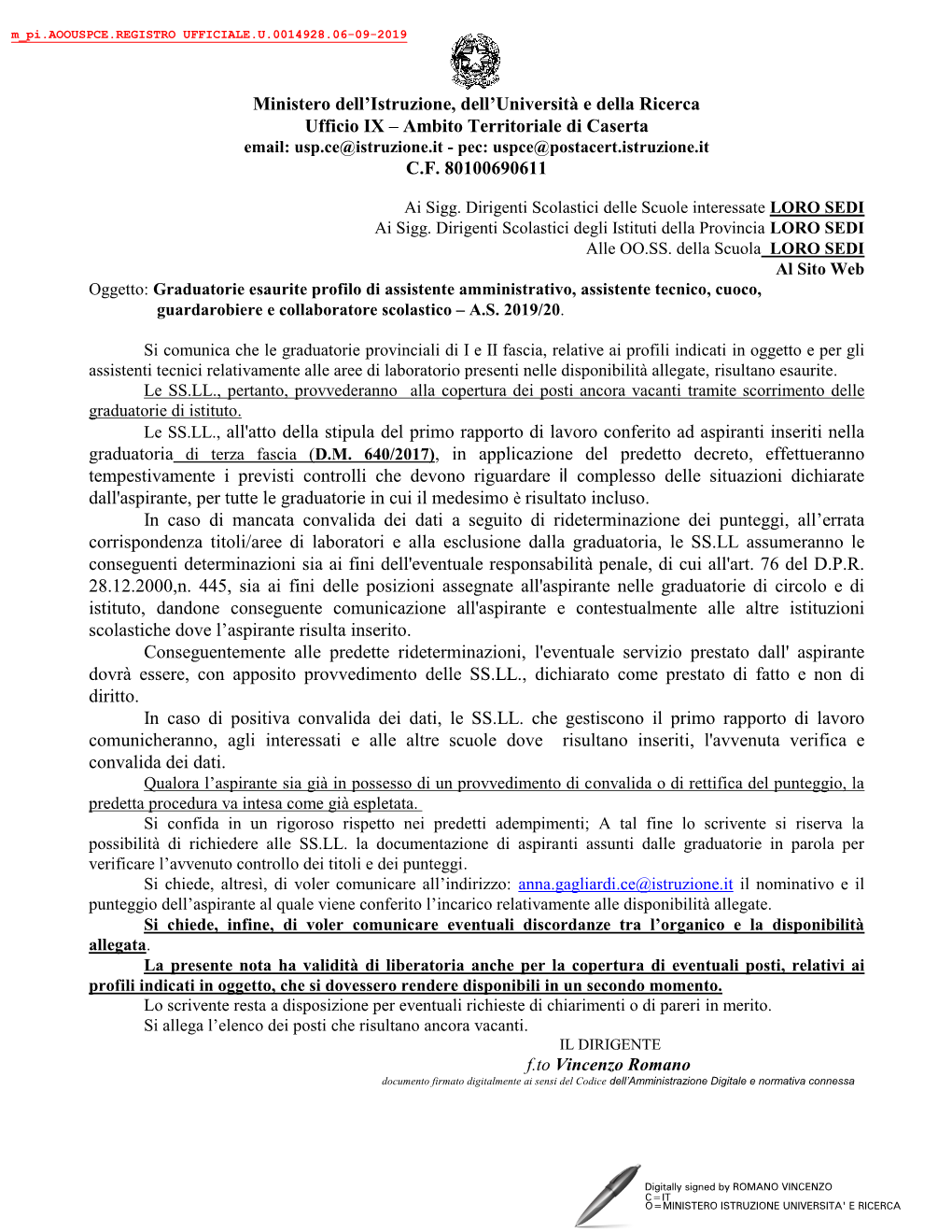 Ambito Territoriale Di Caserta CF 80100690611 L