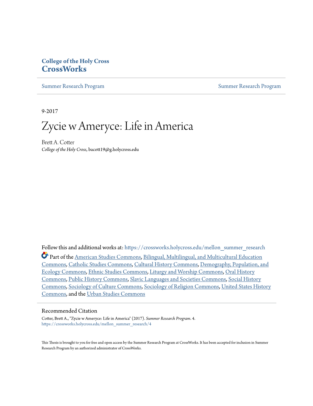 Zycie W Ameryce: Life in America Brett A