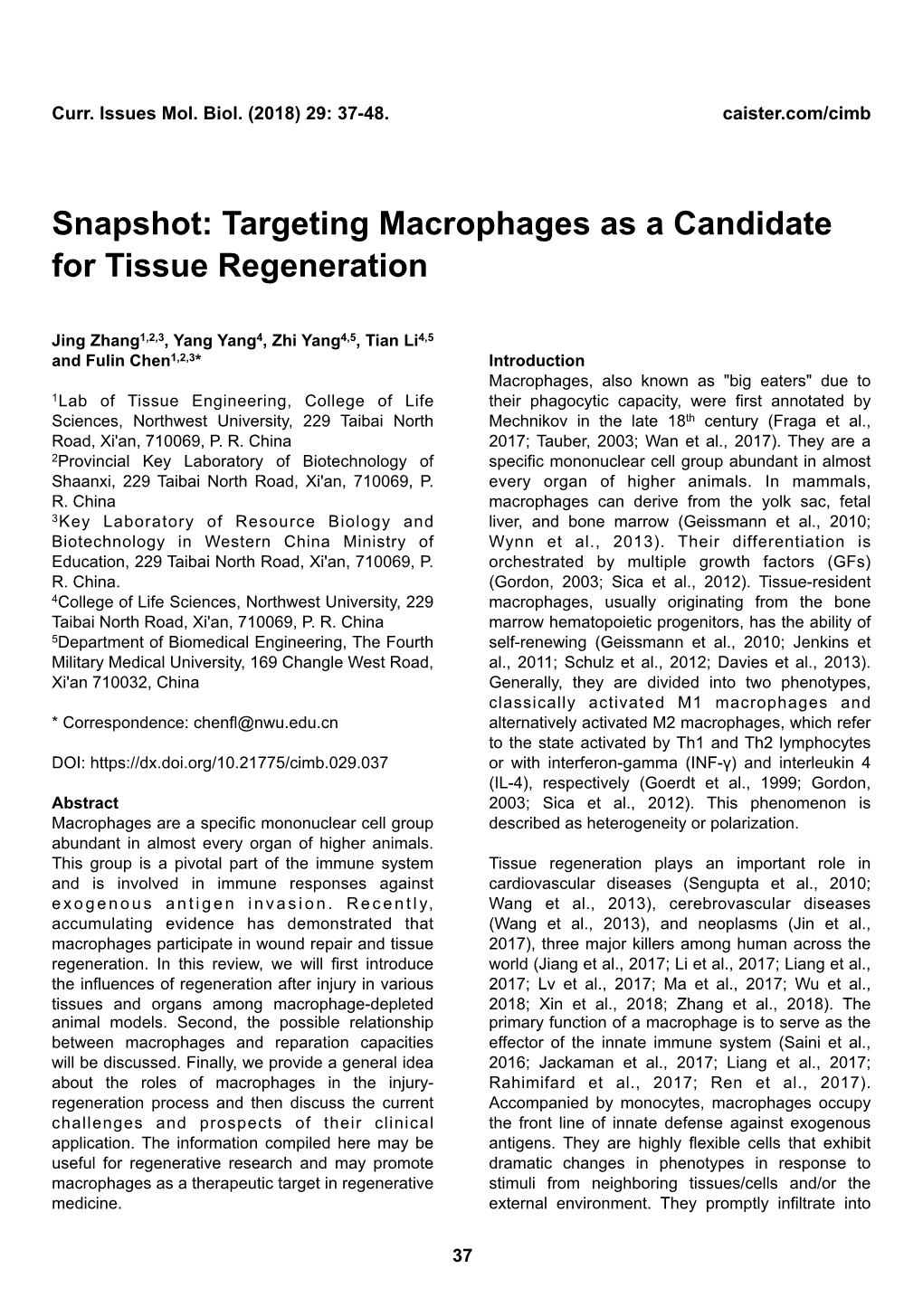 Targeting Macrophages As a Candidate for Tissue Regeneration