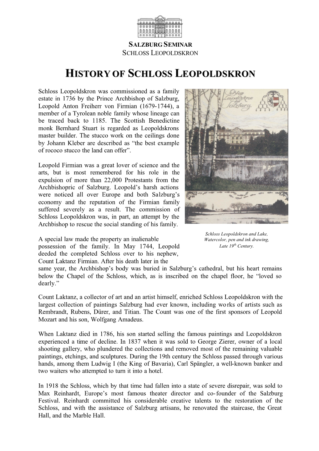 History of Schloss Leopoldskron