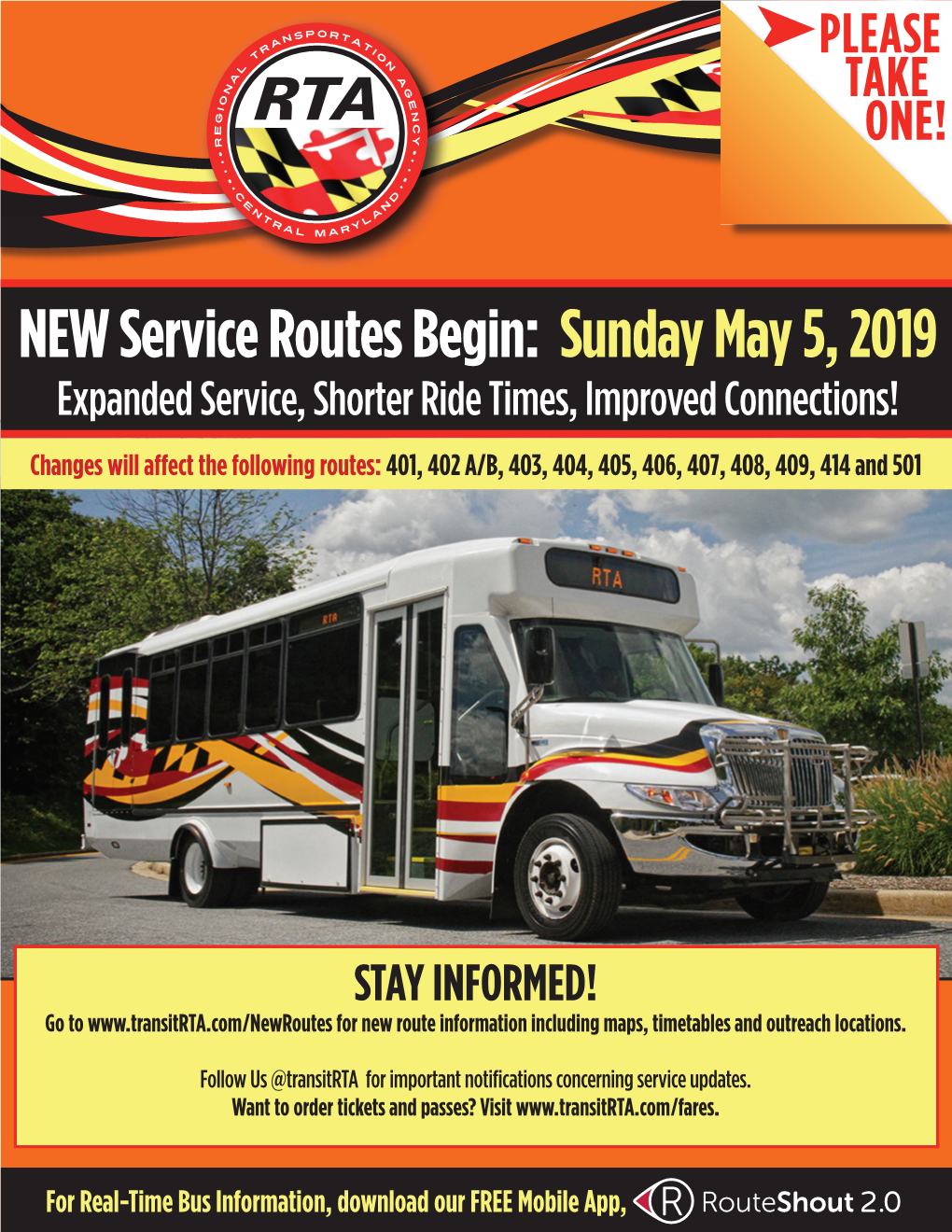 NEW Service Routes Begin: Sunday May 5, 2019
