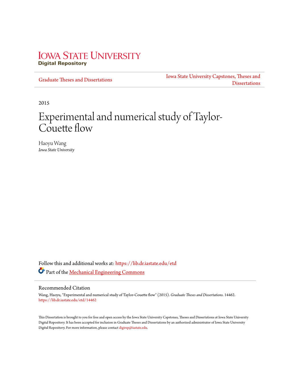 Experimental and Numerical Study of Taylor-Couette Flow