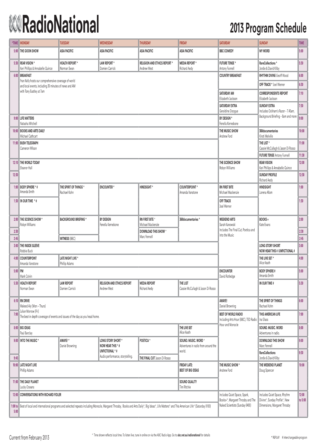 2013 Program Schedule