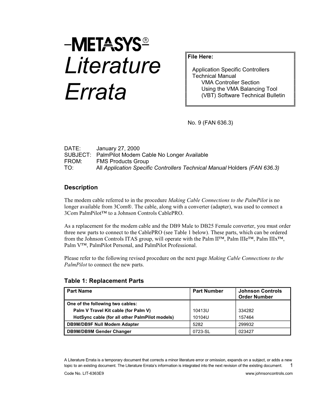 Errata No. 9 FAN 636.3