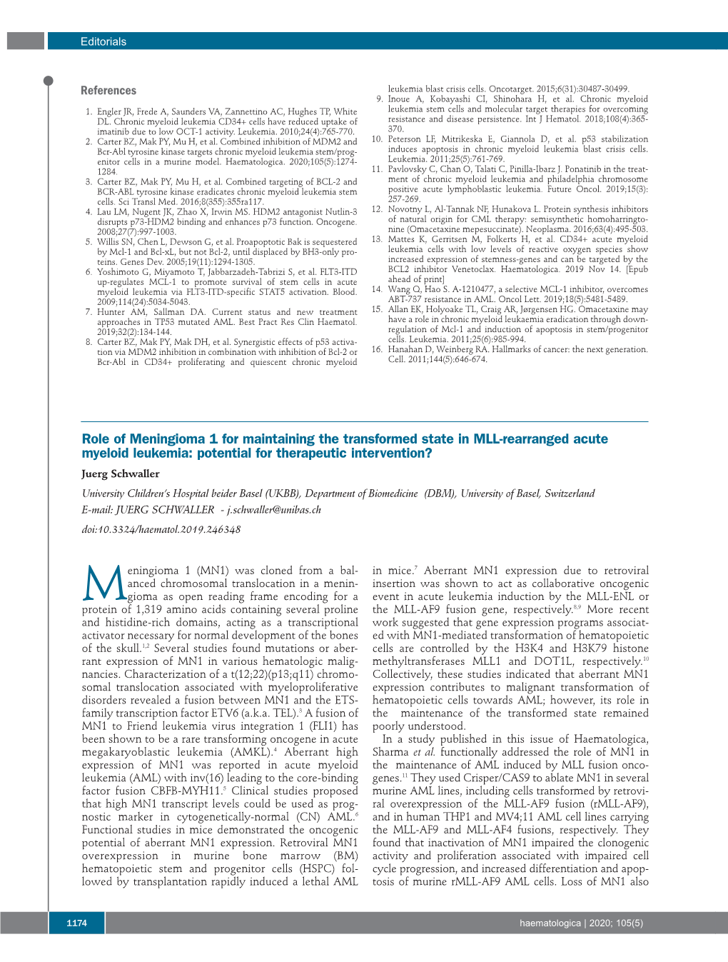 Role of Meningioma 1 for Maintaining the Transformed