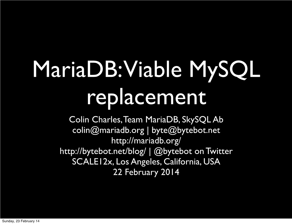 Mariadb Viable Mysql Replacement Scale12x.Pdf