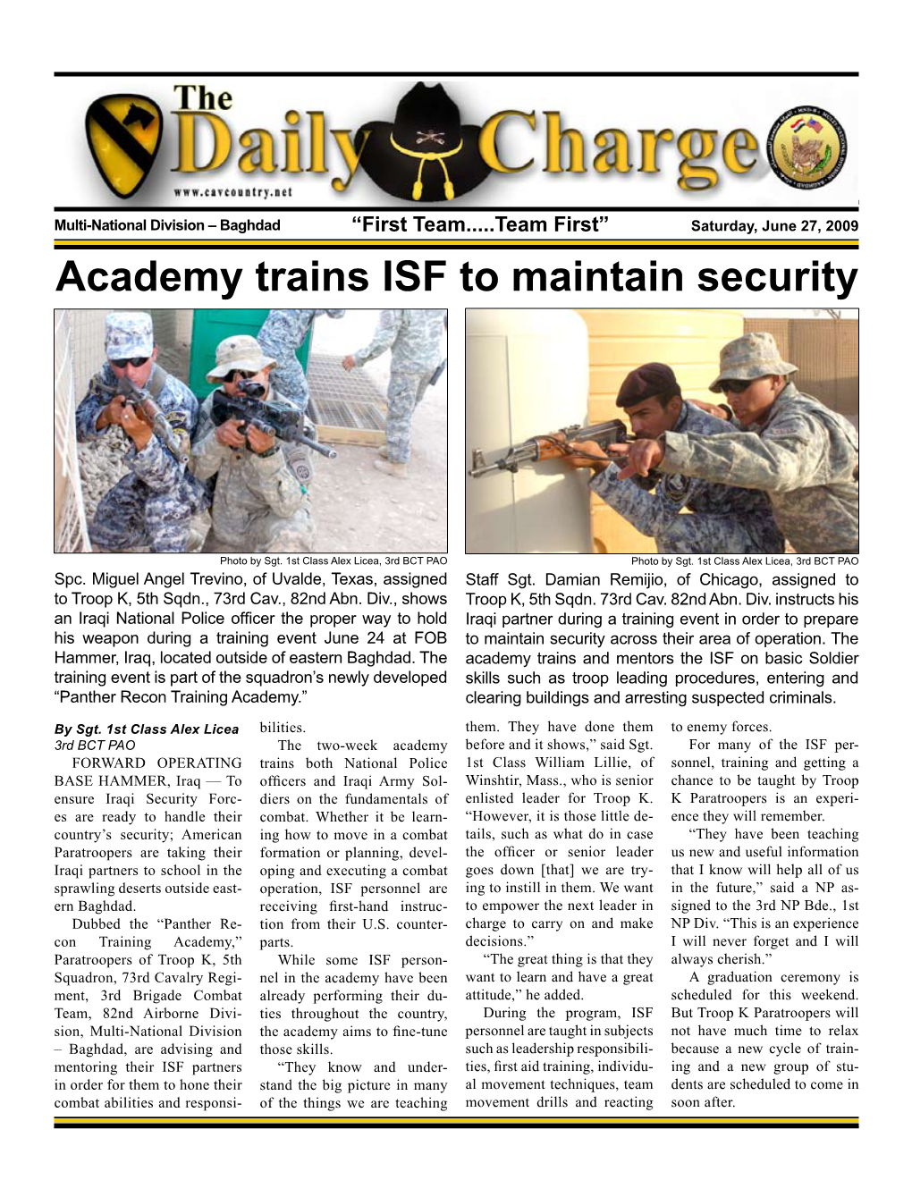 Academy Trains ISF to Maintain Security