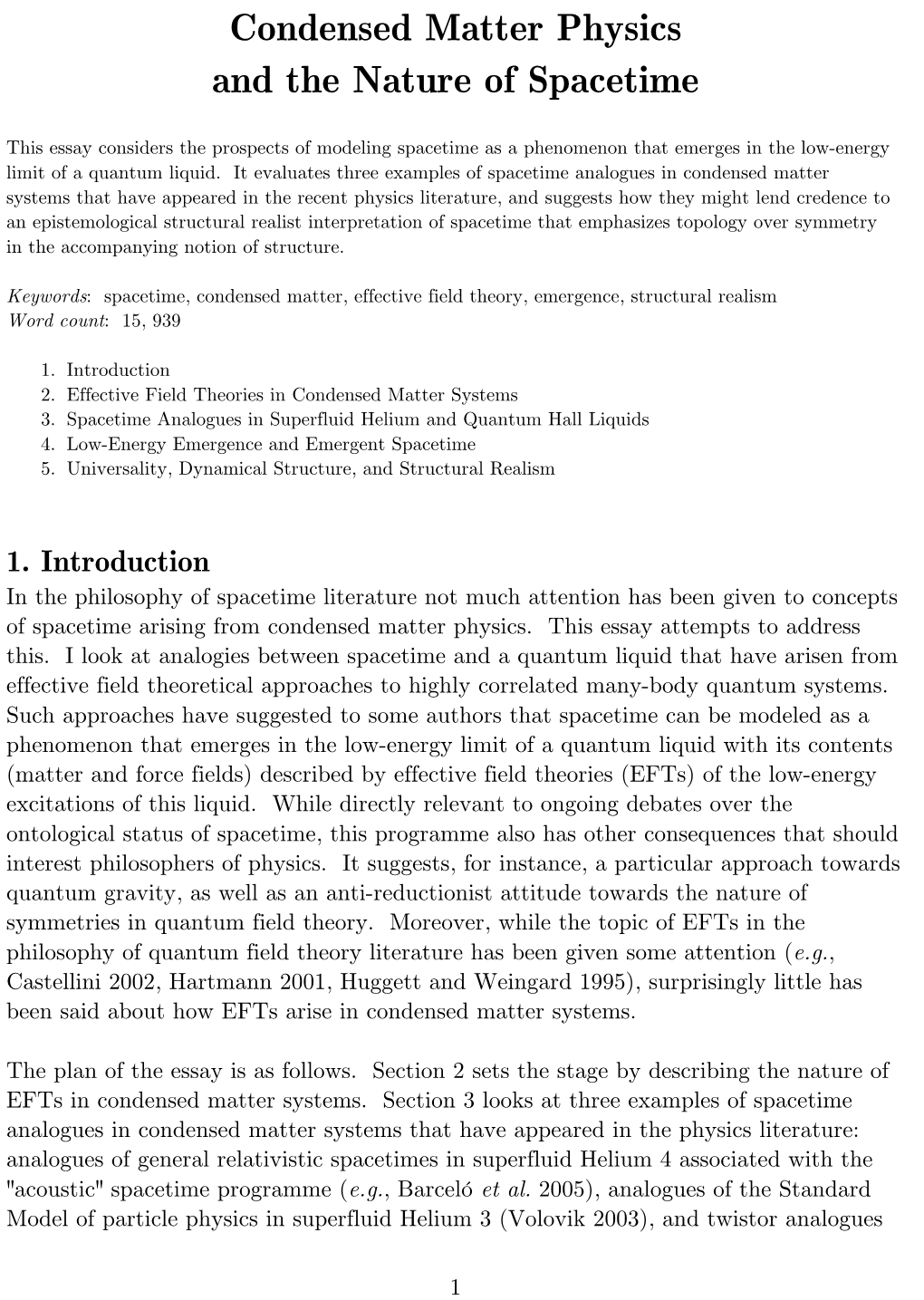 Condensed Matter Physics and the Nature of Spacetime