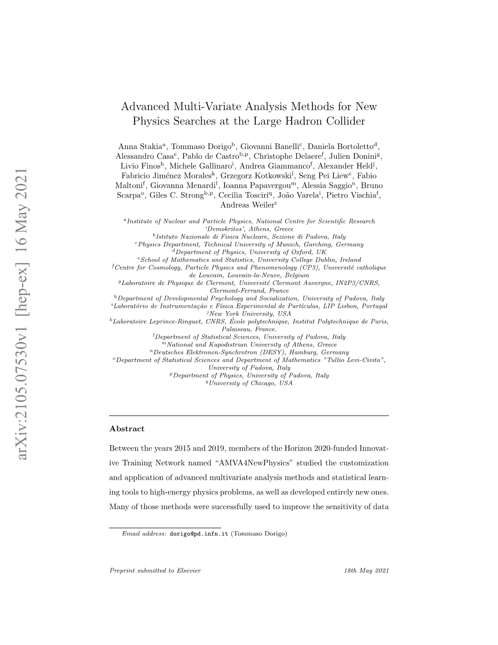 Advanced Multi-Variate Analysis Methods for New Physics Searches at the Large Hadron Collider