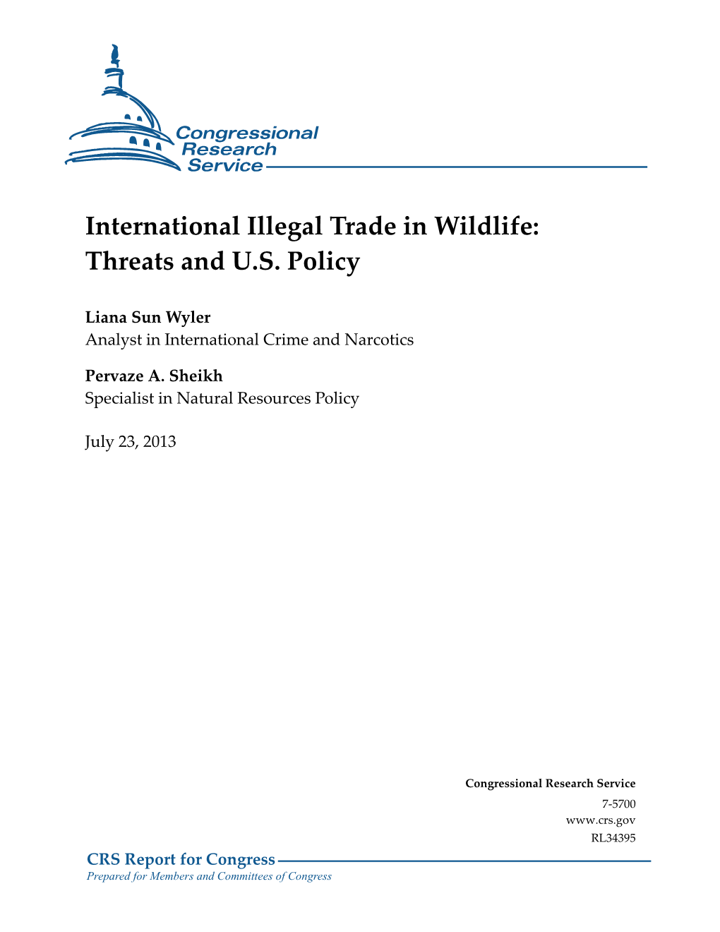 International Illegal Trade in Wildlife: Threats and U.S