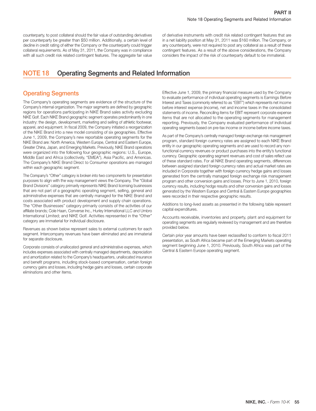 NOTE 18 Operating Segments and Related Information