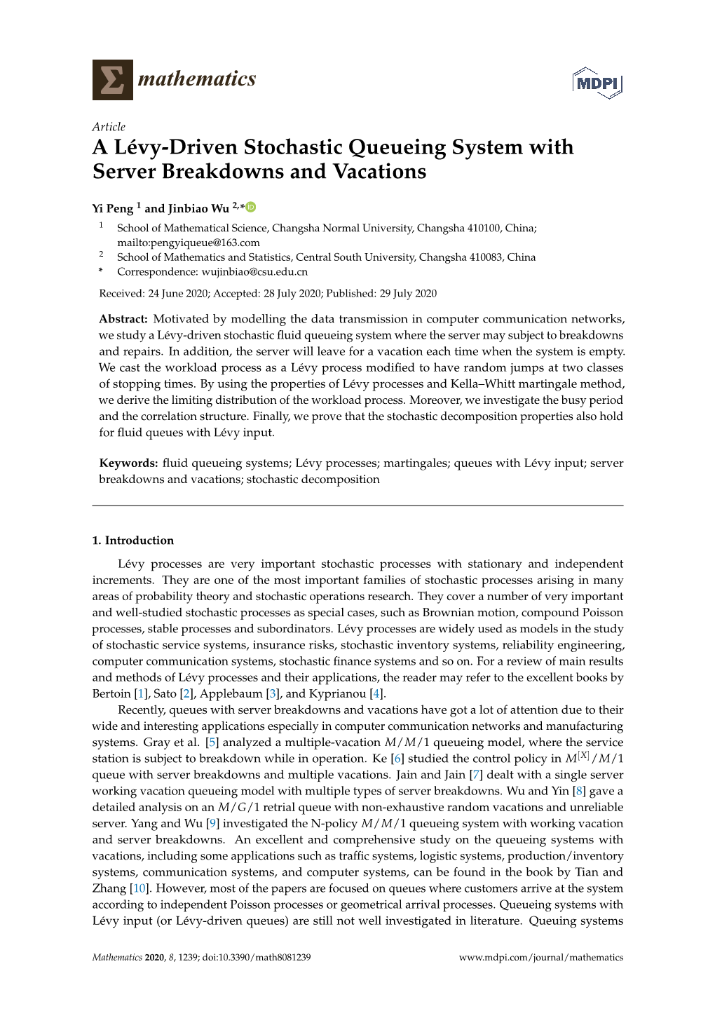 A Lévy-Driven Stochastic Queueing System with Server Breakdowns and Vacations