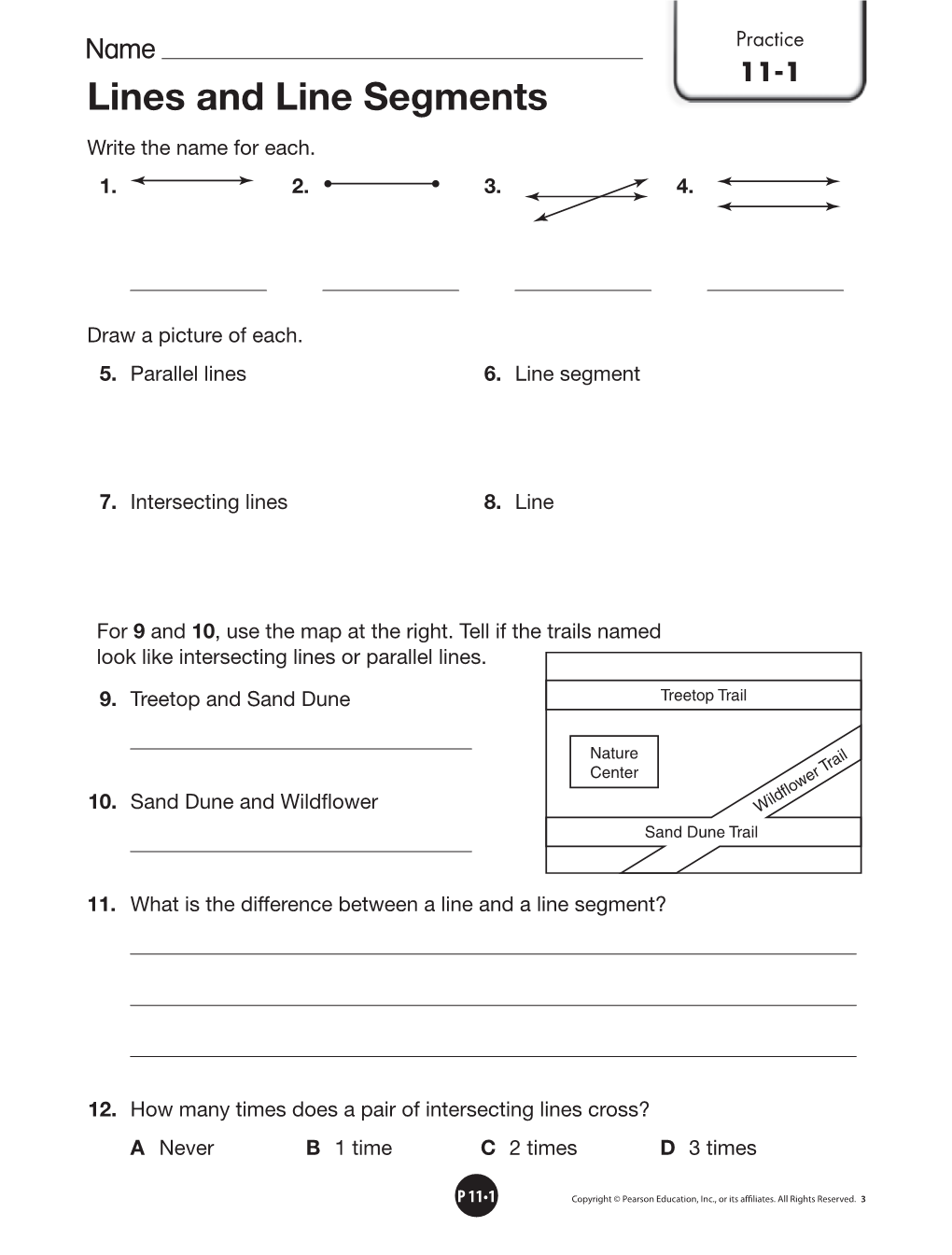 Lines and Line Segments Write the Name for Each