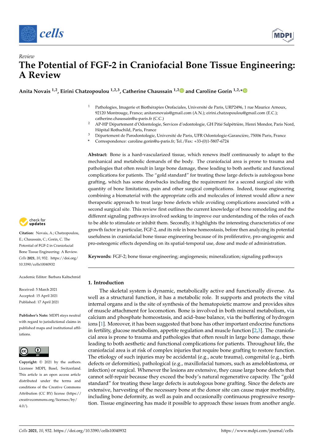 The Potential of FGF-2 in Craniofacial Bone Tissue Engineering: a Review