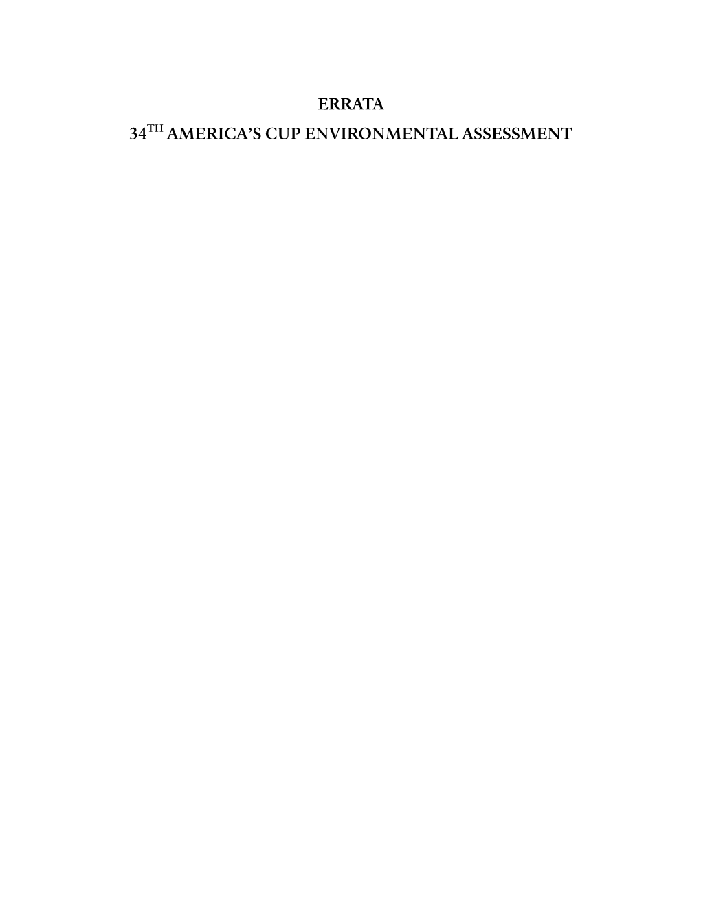 Errata 34 America's Cup Environmental Assessment